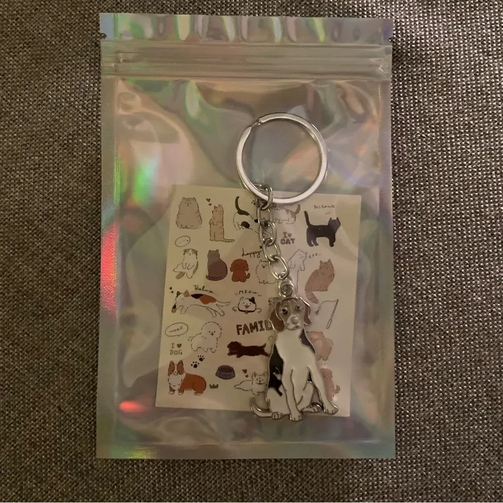 Silver and Red Dog Keychain